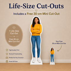 Personalised Life Size Cardboard Cutout Custom Standee Party Prop + FREE Mini