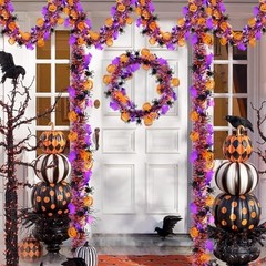50 FT Halloween Tinsel Garland – Orange Pumpkin, Black Spider, Purple Bat Decor