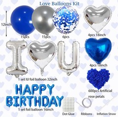 Romantic Birthday Decorations for Men Balloons Rose Petals Foil Banner