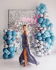 10 Pcs Silver Shimmer Wall Backdrop Panels Sequins for Birthday Party
