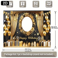 1pc 2D Gold Themed Tapestry Personalized Birthday Custom Poster Banner Backdrop❀