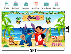 Aloha Birthday Party Backdrop 1.5×91 cm Tropical Cartoon Character Photo Banner