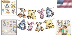 Baby Shower Banner Decorations Birthday Party Supplies 8PCS Cute Bear Cards