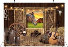 Western Cowboy Backdrop West Rustic Wooden House Farm Barn 82×59 inch (7x5FT)