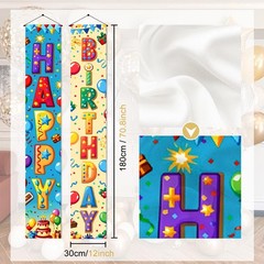 Happy Door Banner 12×71 Inch Vertical Hanging Party Decoration with Colorful …