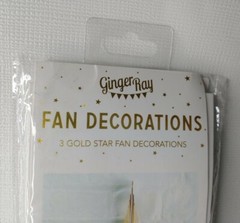 Ginger Ray 3 Gold Star Fan Decorations Metallic Paper Stars Party Decor