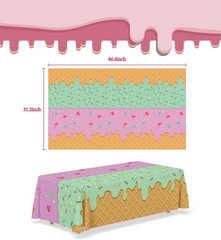 Ice Cream Party Decorations – Disposable Tablecloth for Ice Cream Birthday Party