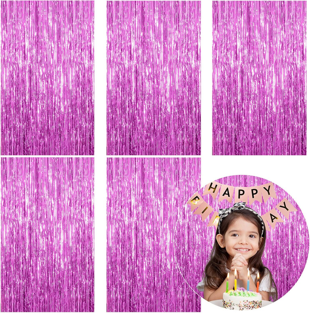 5 Pack Foil Curtain Backdrop Metallic Tinsel Foil Fringe Curtains Photo Booth Pr