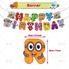 Cartoon Numberblocks Birthday Party Decoration Banner Balloon Supplies Kids Gift