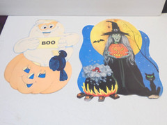 Vintage Halloween Cutouts Paper Decorations Witch Ghost