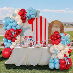 Red and Blue Balloon Arch Kit, Double Stuffed Red White and Blue Balloons with B