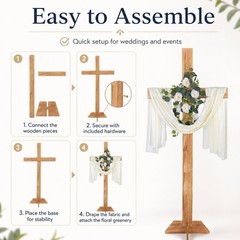 83 Inch Lawn Decorations Wood Cross and White Ribbons Eucalyptus Garlands Lar…