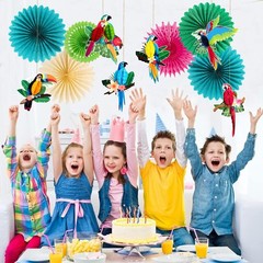 Tropical Parrot Party Decorations, Green Teal Jungle Theme Decorations for Su…