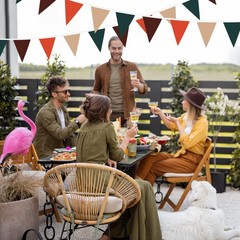Orange Green Brown Pennant Banner Flag Triangle Bunting Garland Decorations f…