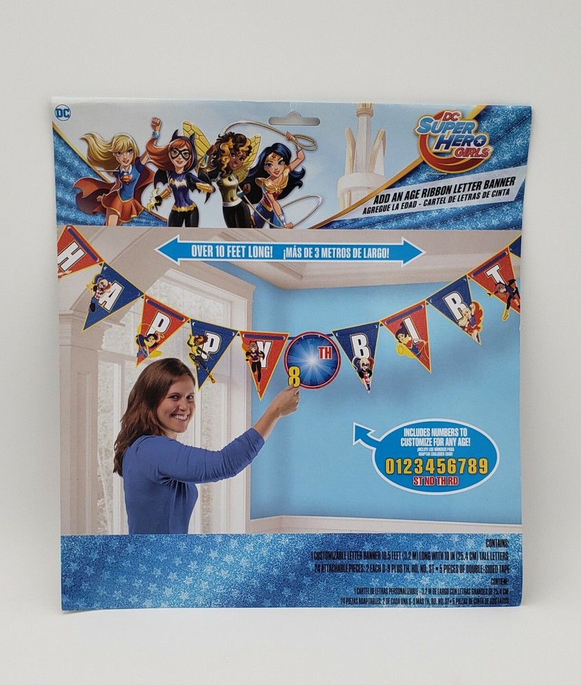 DC Super Hero Girls Happy Birthday Jumbo Letter Banner Party Supplies Kids New