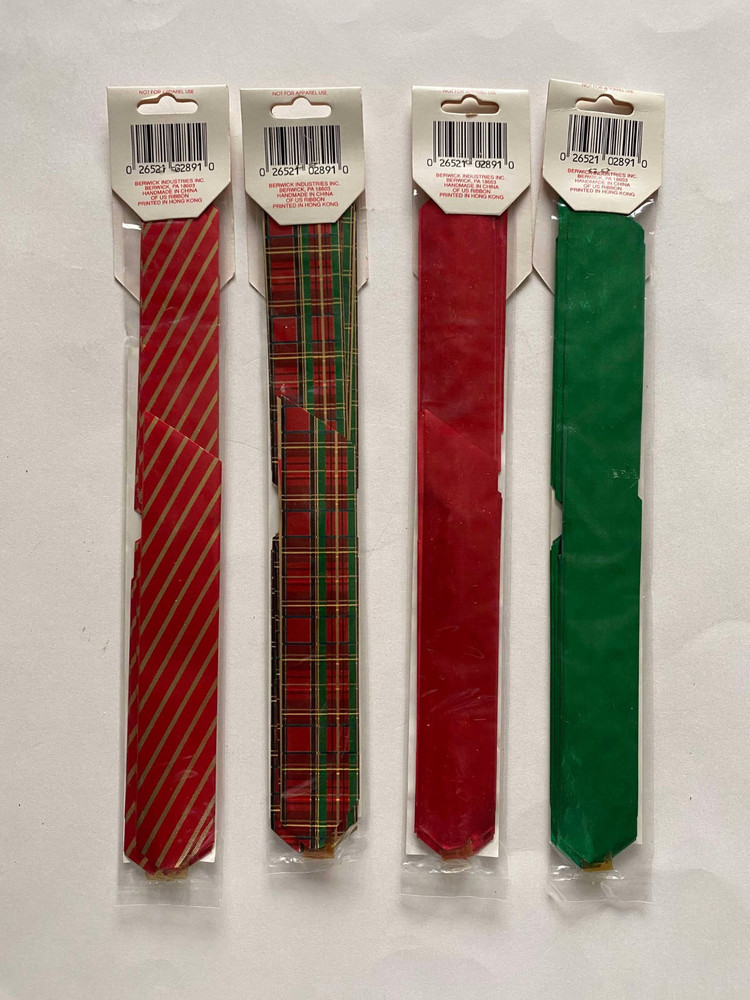 ( LOT OF 4 ) Berwick The Perfect Bow RED GREEN Zebra Striped 5-1/2″ craf bow NEW