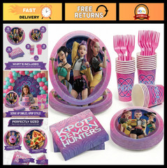 KPop Demon Hunters Birthday Party Supplies | Plates, Napkins, Cups, Forks Set