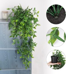 Whonline Fake Hanging Plants, Artificial Small Potted Plants for Indoor Green