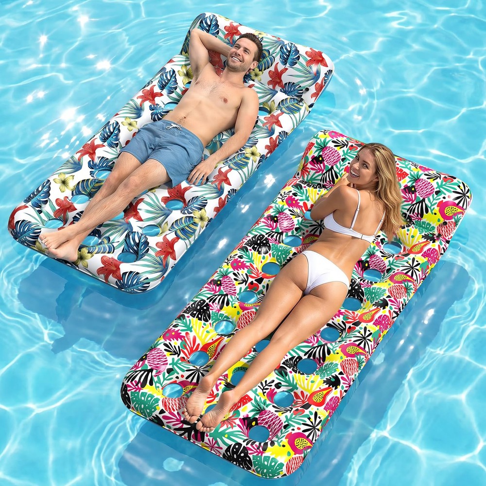 2 Pack Pool Floats Adult Oversized Inflatable Float Loungers Headrest Swimming