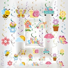 52 Pcs Spring Hanging Swirls Set Spring Party Decorations Large Multi-colored