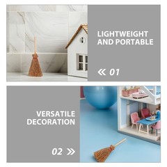 30Pcs Miniature Witch Brooms Light Brown Wood Mini Dollhouse Accessories Set