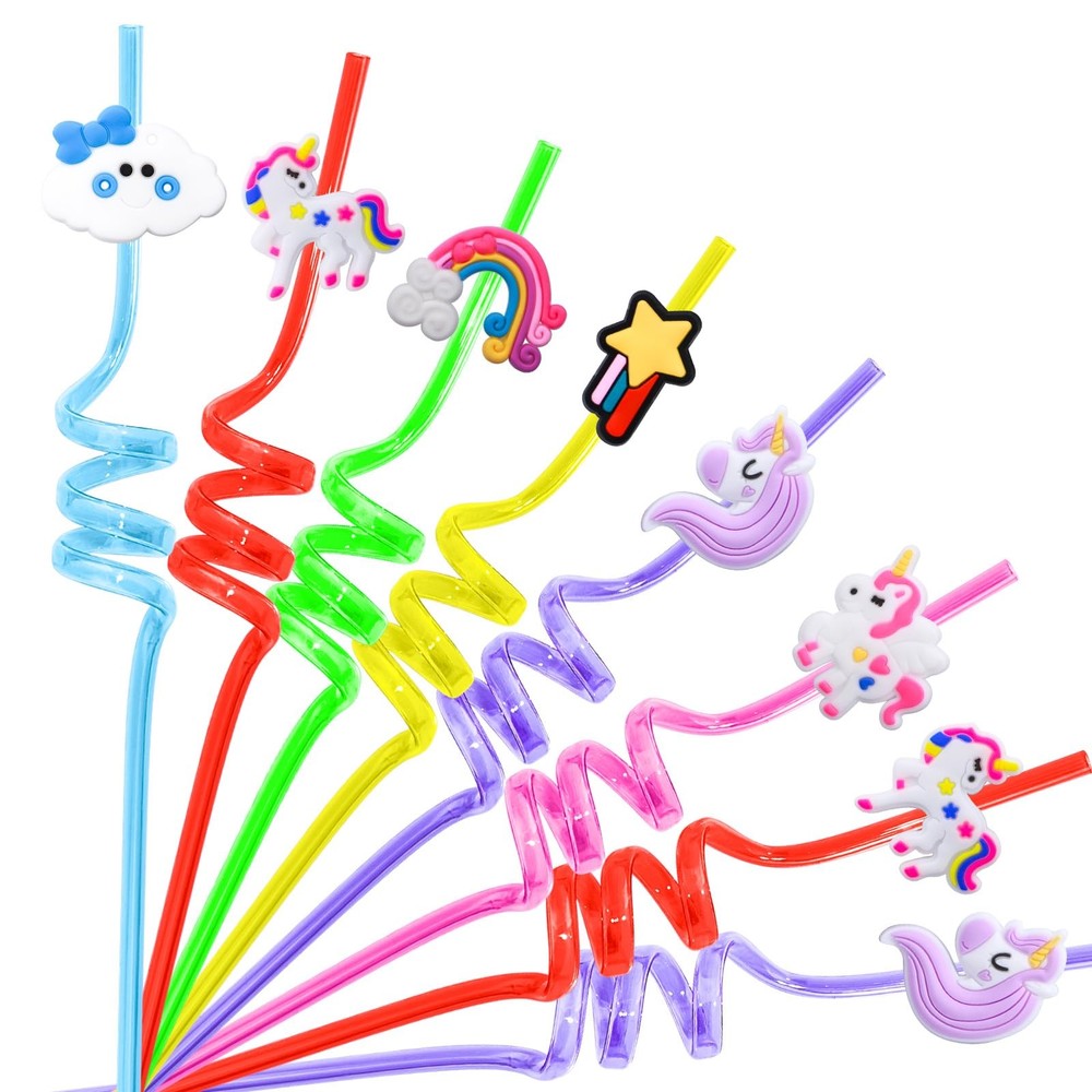 24pcs Unicorn Party Straw Birthday Supplies one size,