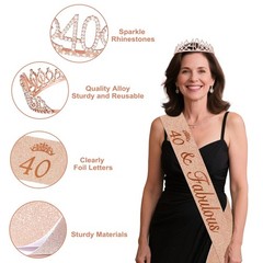 Juesly 40th Birthday Decorations for Women Rose Gold & Black & White