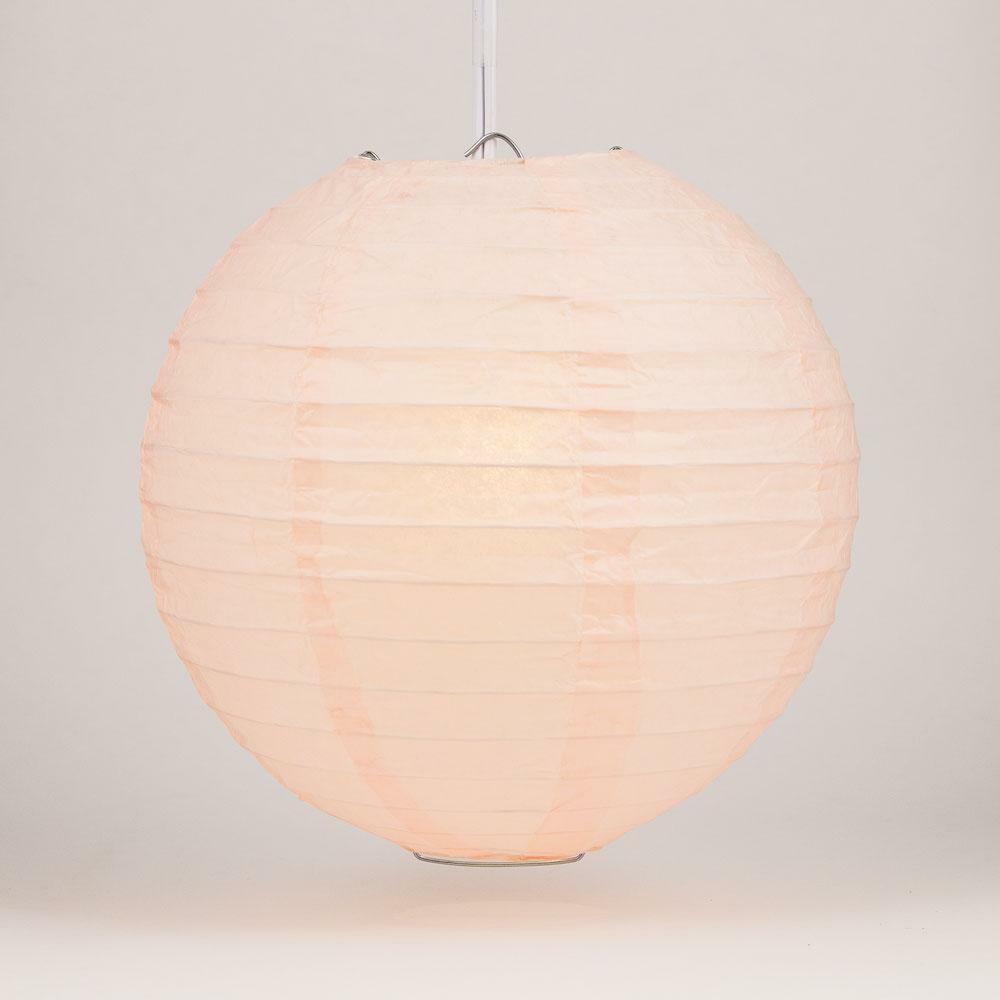 BULK PACK (12) 16″ Rose Quartz Pink Round Paper Lantern, Even Ribbing, Chinese H