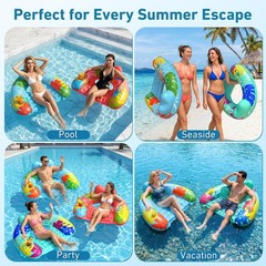 2 Pack Pool Floats Adult, Inflatable Pool Float Chairs with Cup Holder, Pool …