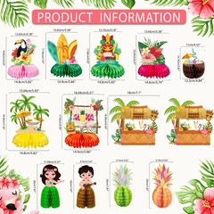 12Pcs Hawaiian Luau Party Table Decorations – Double sided Tropical Aloha Fla…