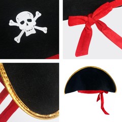 2 Pieces Pirate Hat Skull Print Pirate Captain Costume Cap – Pirate Accessori…