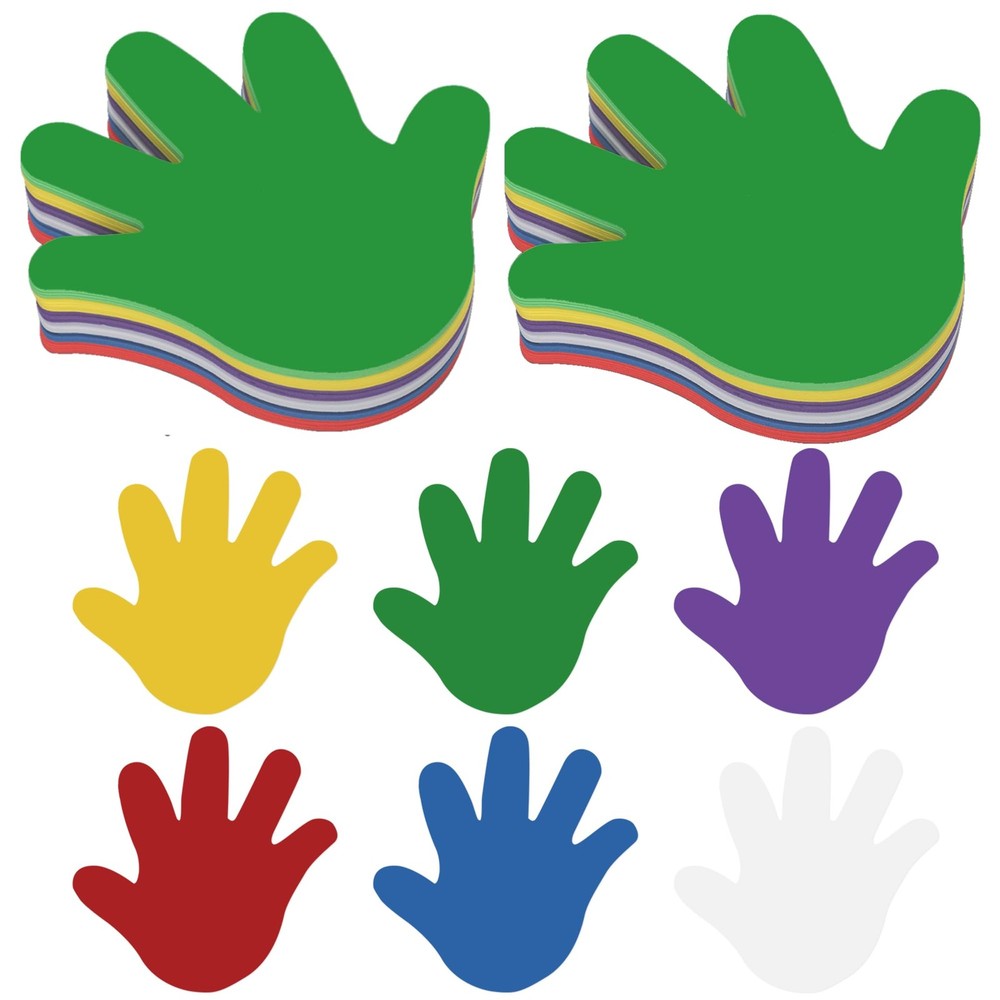 Large Foam Hand Cutouts Assorted Color Classroom Bulletin Board 6 Inch 48 PCS