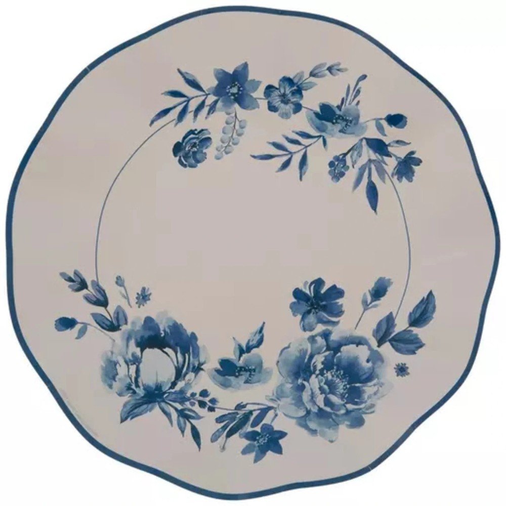 Deep Scalloped Floral All Occasion Disposable Tableware Paper Plates and Napkins