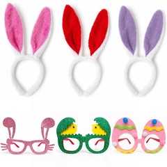 Easter Headbands and Glasses Set, 6PCS Bunny Ear Headbands & Funny Easter Gla…