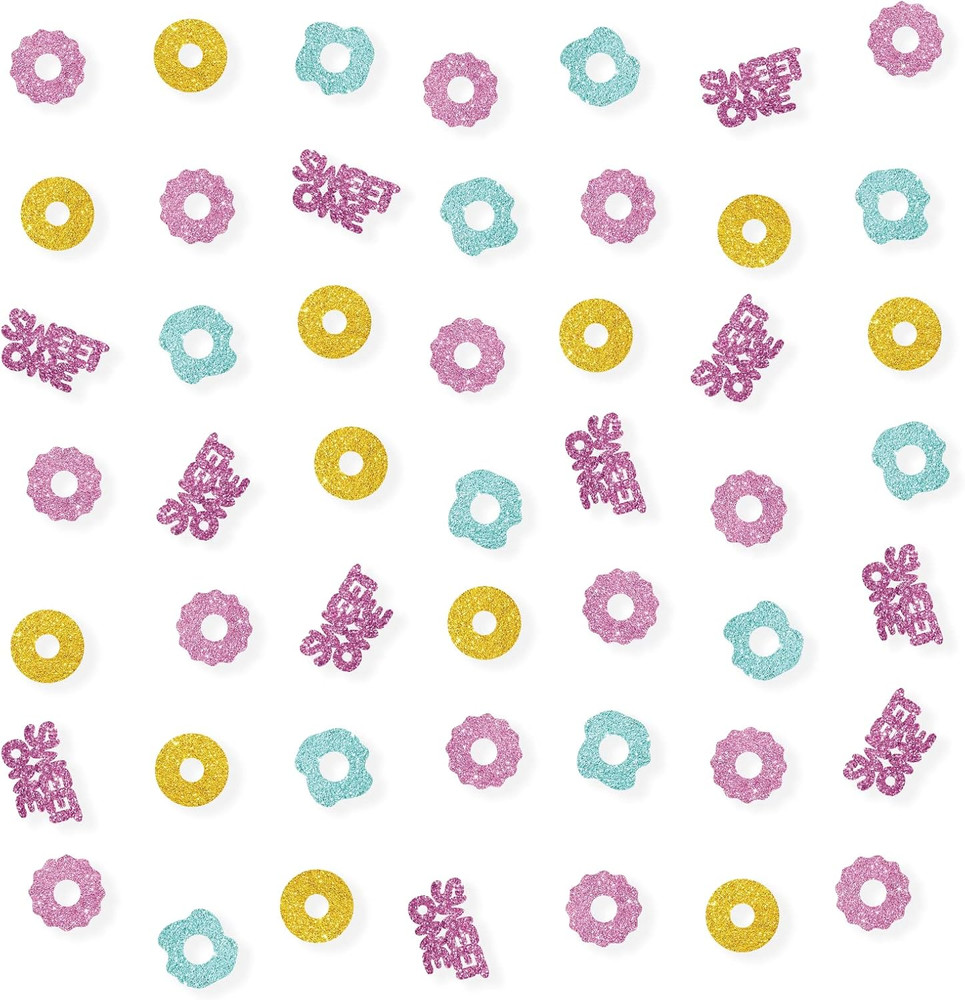 100Pcs Donut One Confetti, Gold Glitter Donut Grow up Paper Scatter, Sweet One P