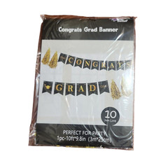 Congrats Grad Banner 10 Feet Cardboard