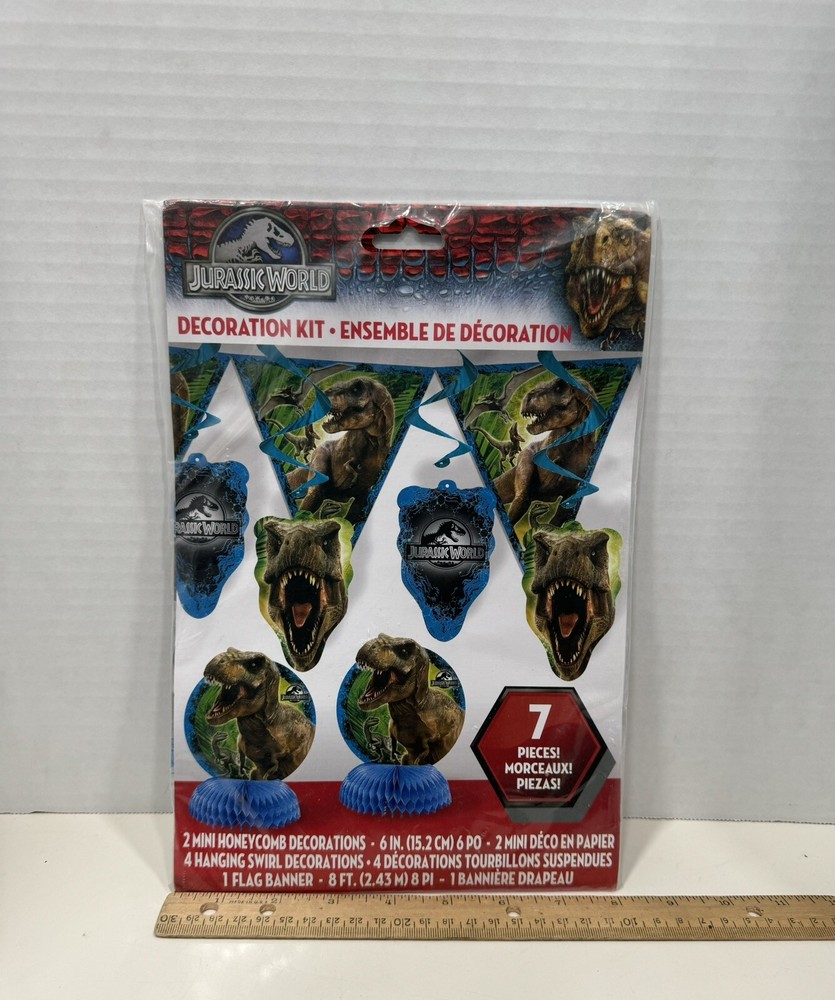 7 Piece Jurassic World Party Decoration Kit Party Supplies, New