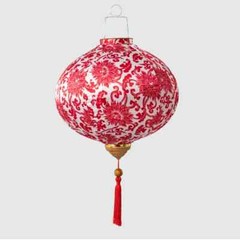 Chinese Floral Hanging Lantern Cloth Round Lantern Outdoor Party Mall Decor