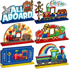 6 PCS Railroad Train Crossing Theme Centerpieces Party Decorations Birthday