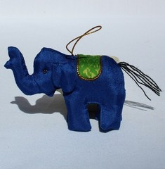Fair Trade Silk Elephant Hanging Xmas Decoration Set of 2 Handmade in Cambodia