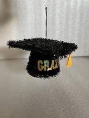 Tinsel and Plastic 5” Graduation Cap 3D Decoration Hanging Or Tabletop New