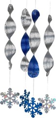 Foil Snowflake Blue White 4 Pc 18″ Hanging Swirls Christmas Frozen