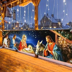 Nativity Scene Banner 79×18 Inches Christmas Fence Banner Holy Night Yard Dis…