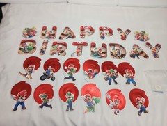 Mario Bros. Birthday Banner Swirl Decorations for Super Mario Themed Party
