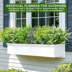 12 Bundles 4 Styles Artificial Plants Outdoor, UV Resistant No 12P, Green