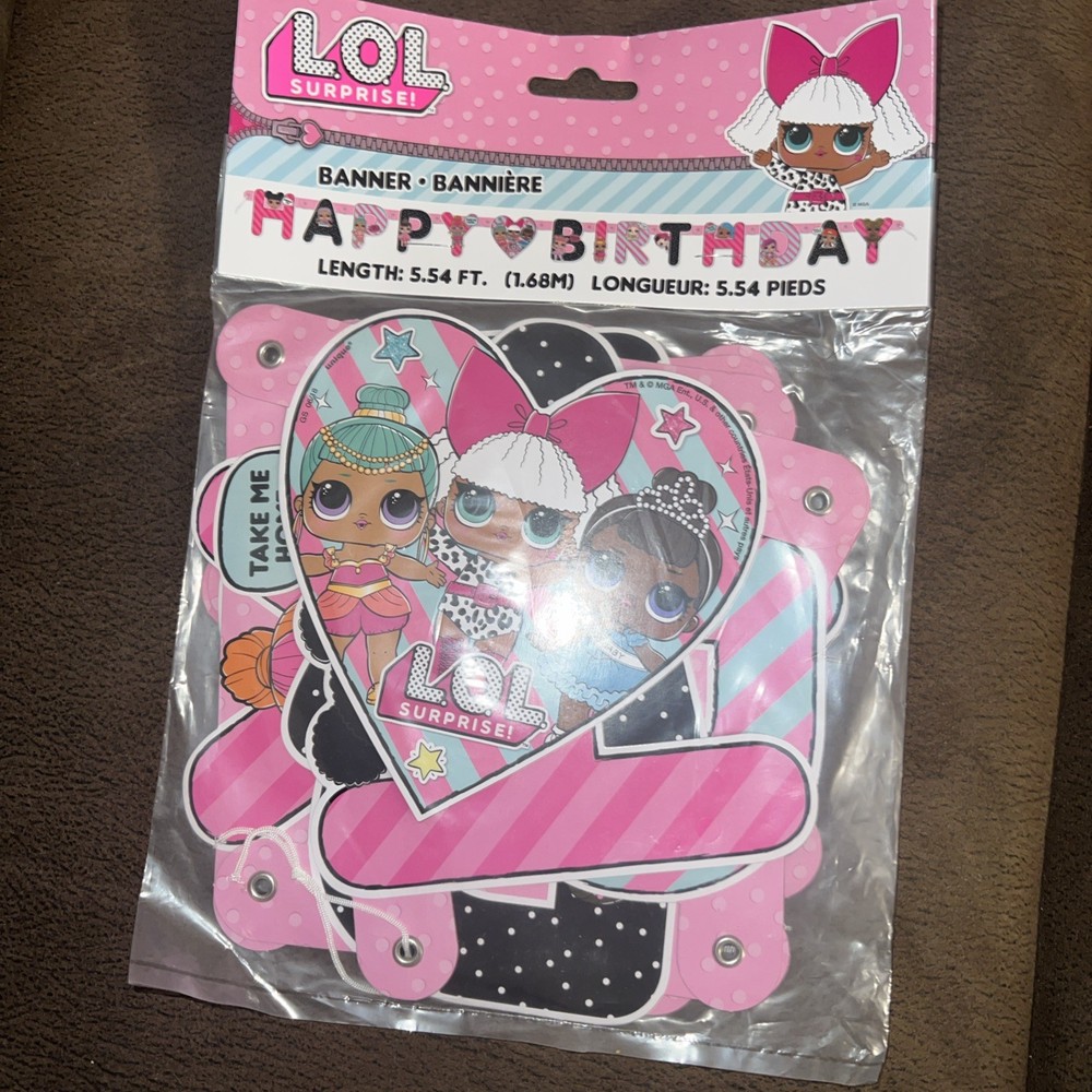 LOL Surprise Dolls Happy Birthday Letter Banner Girls Party Decoration Supplies