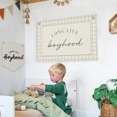 Long Live Boyhood Banner Boy Nursery Decor, Baby Boy Nursery Decor, Vintage W…