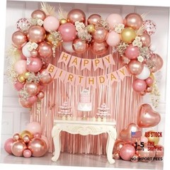 Rose Gold Birthday Decorations with Metallic Pearl Rose Gold Confetti Light