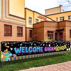 Vibrant School-Themed 120×20 Inch Welcome Back to School Banner – Decorative