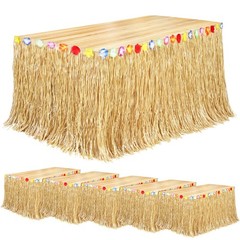 Fovths 6 Pack Luau Grass Table Skirt Natural 9 Feet x 29.5 Inch Hawaiian Table S